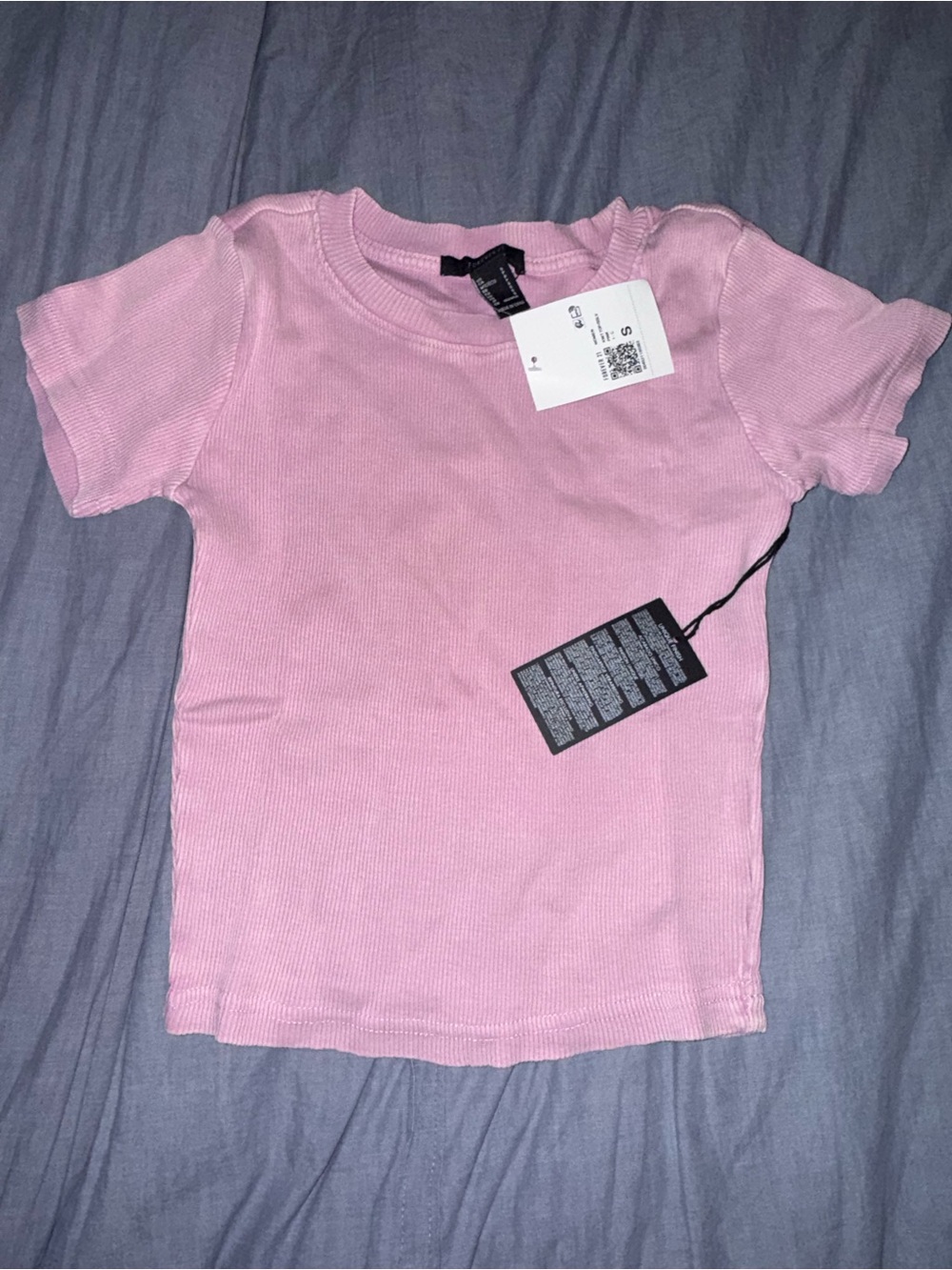 Forever 21  Ribbed Short Sleeve Tee - Light Pink